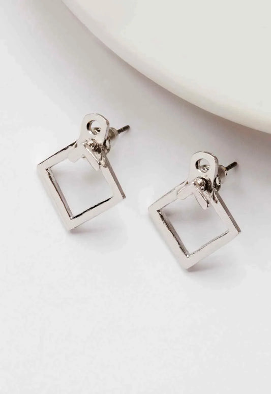 Always Chic Silver Geometric Stud Earrings
