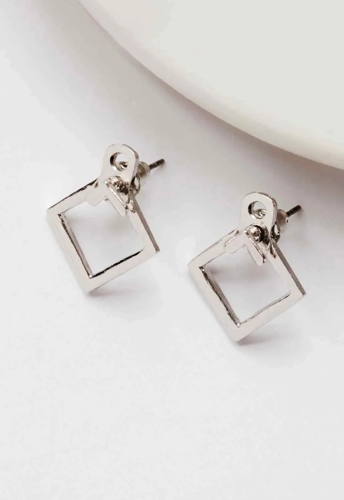 Always Chic Silver Geometric Stud Earrings