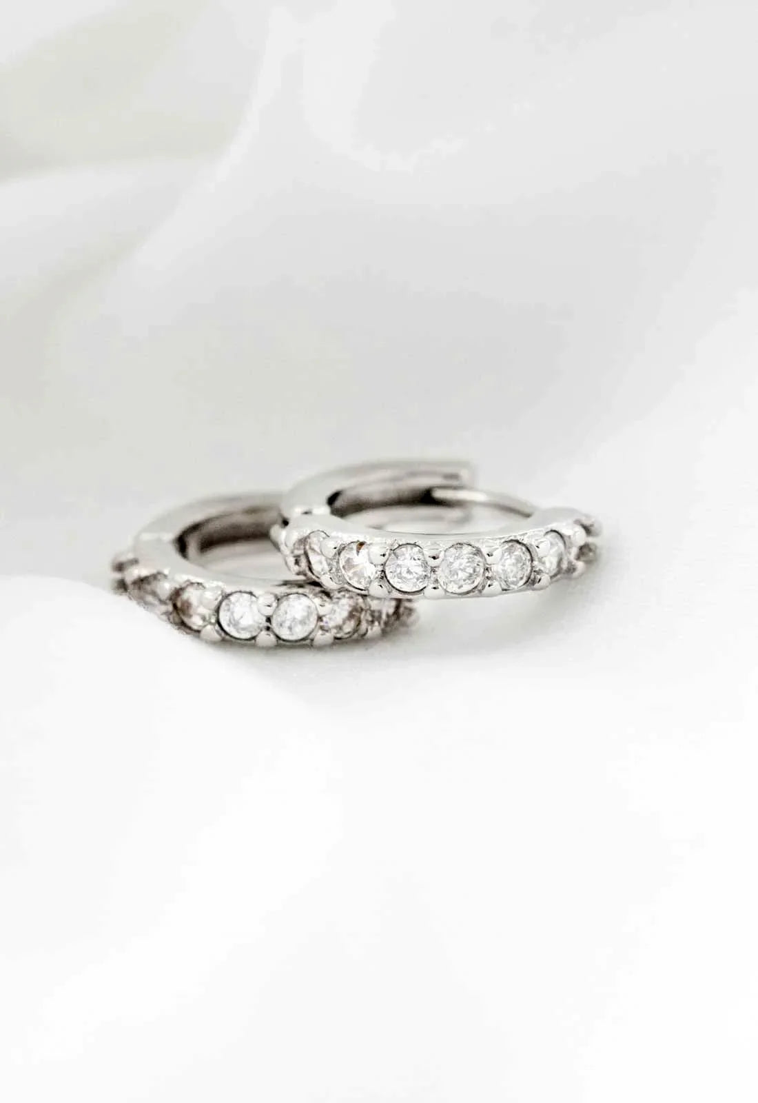 Always Chic Silver Crystal Huggie Hoop Earrings