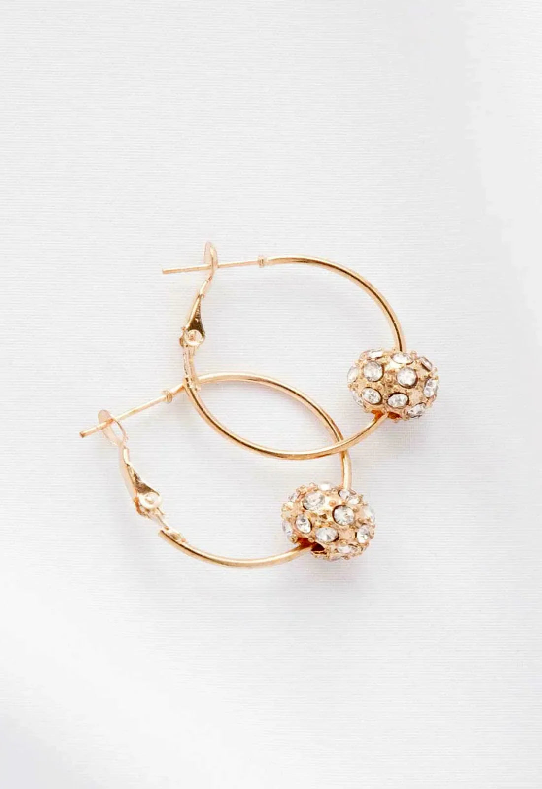 Always Chic Gold Crystal Ball Hoop Earrings