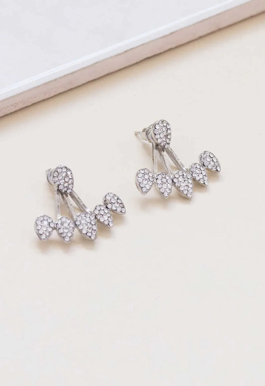 Always Chic Silver Petal Crystal Jacket Earrings