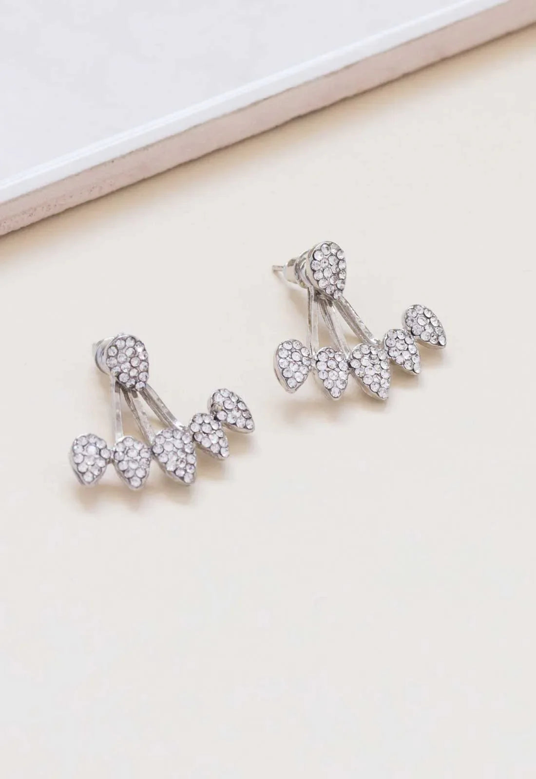Always Chic Silver Petal Crystal Jacket Earrings