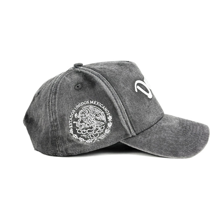 Gray cap with a logo on a white background