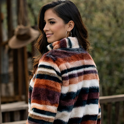 Hooey Ladies Fleece Stripe Pullover
