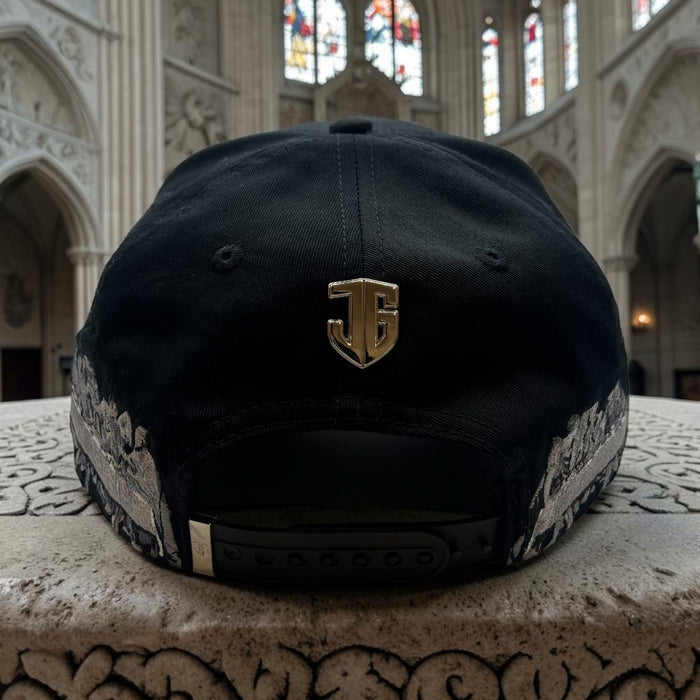 Last Supper Silver Cross Black Snapback Hat