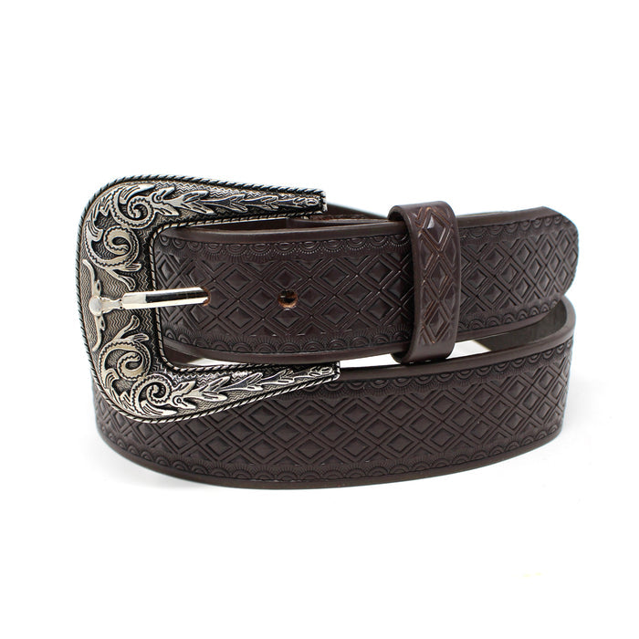 Leather Diamond Belt- Café