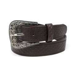Leather Diamond Belt- Café