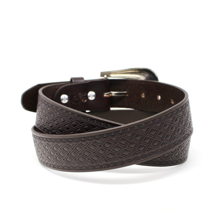 Leather Diamond Belt- Café