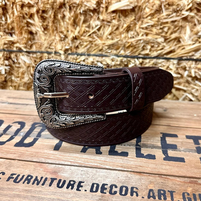 Leather Diamond Belt- Café