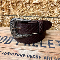 Leather Diamond Belt- Café