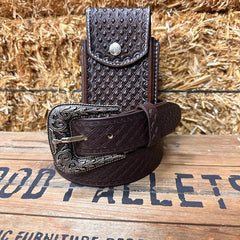 Leather Diamond Belt- Café