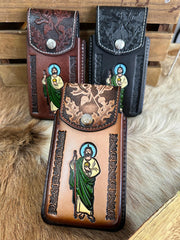 Leather San Judas Cell Phone Case
