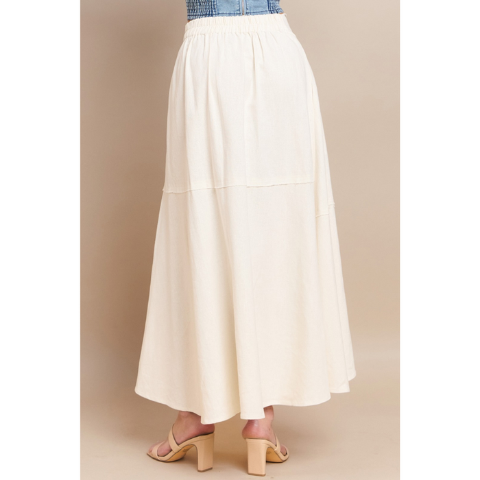 Linen Wrap Maxi Skirt - Cream