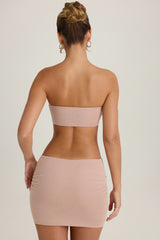 Bandeau Cut-Out Mini Dress in Warm Peach