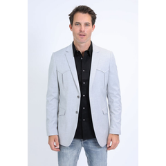 Platini Men's Double Button Western Grey Blazer