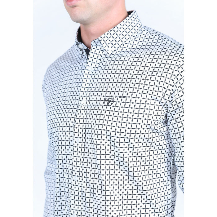 Platini Men’s Satin Cotton/Spandex Shirt - White