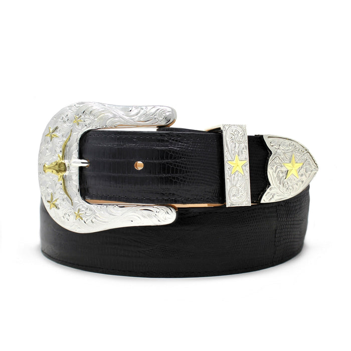Rancher Black Teju Lizard Belt