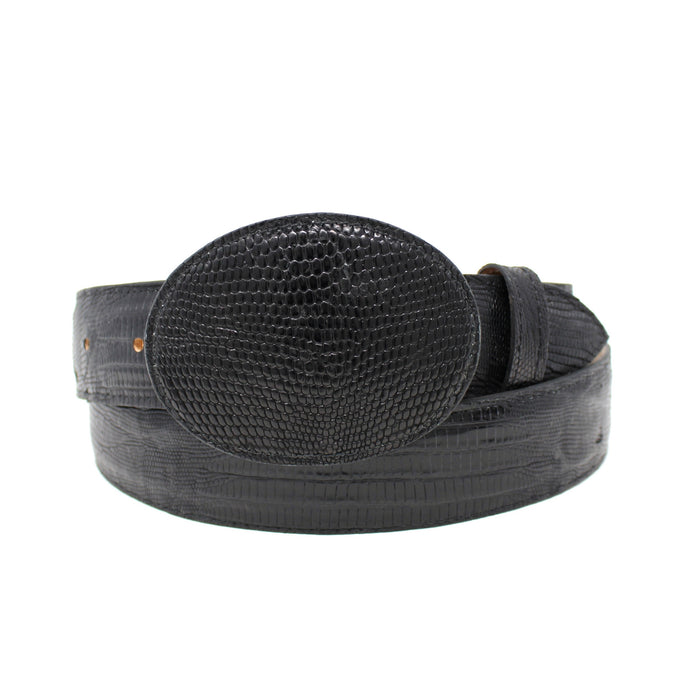 Rancher Black Teju Lizard Belt