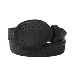 Black textured belt on a white background