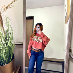 Rock & Roll Denim Cowboys & Whiskey Cropped Pullover Sweater