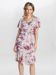 Gina Bacconi Blush Ella Floral Print Tiered Dress