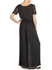 Gina Bacconi Black Chiffon Layered Trouser With Slits