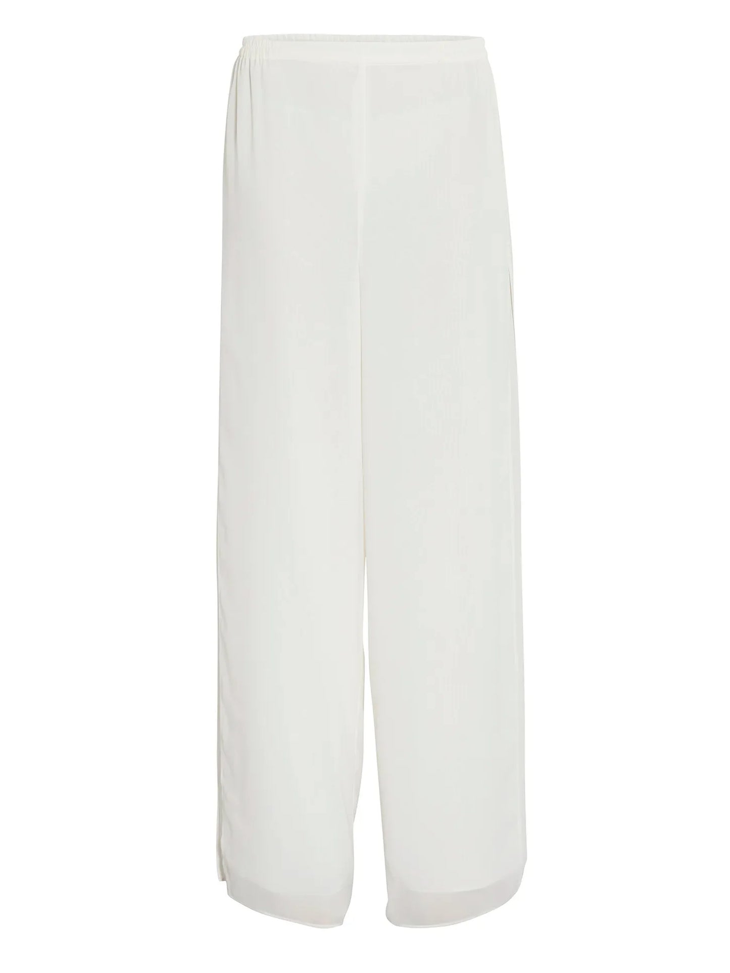 Gina Bacconi Chalk White Chiffon Layered Trouser With Slits