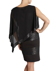 Gina Bacconi Black Chiffon Cape with Sequin Edge