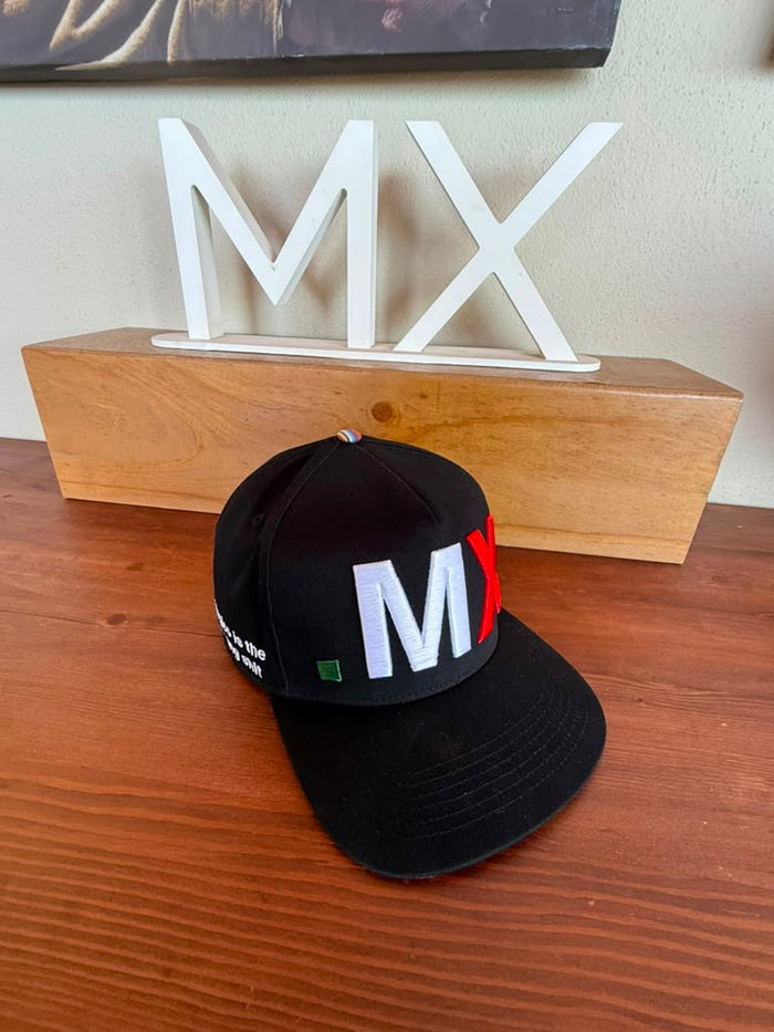 VBR Mexico .MX black cotton blend snapback cap with embroidered MX front design