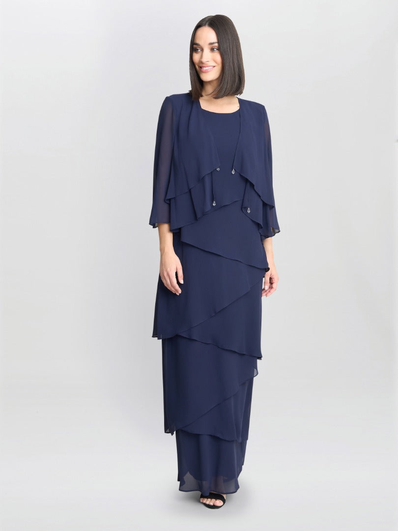 Gina Bacconi Colette Jacket And Asymmetric Tiered Dress