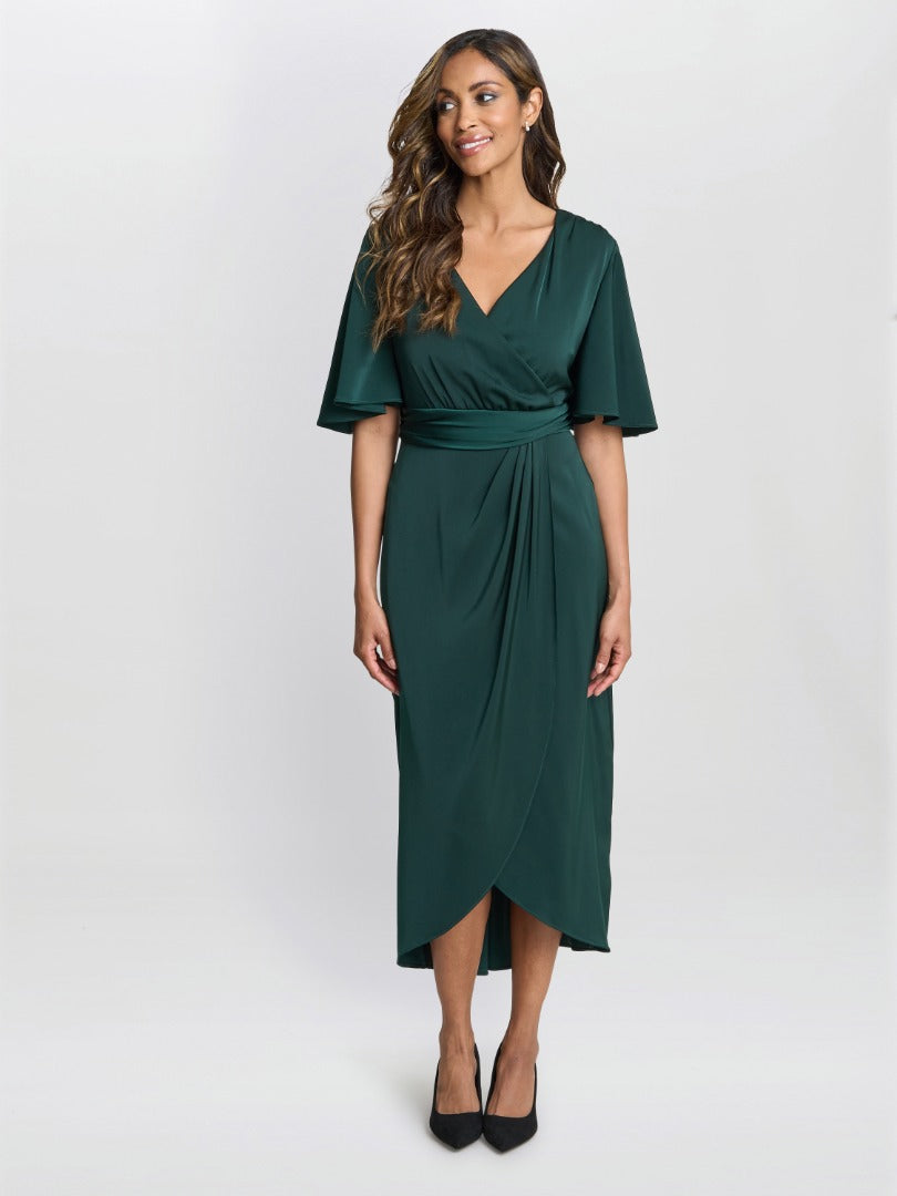 Gina Bacconi Misha V Neck Midi Dress