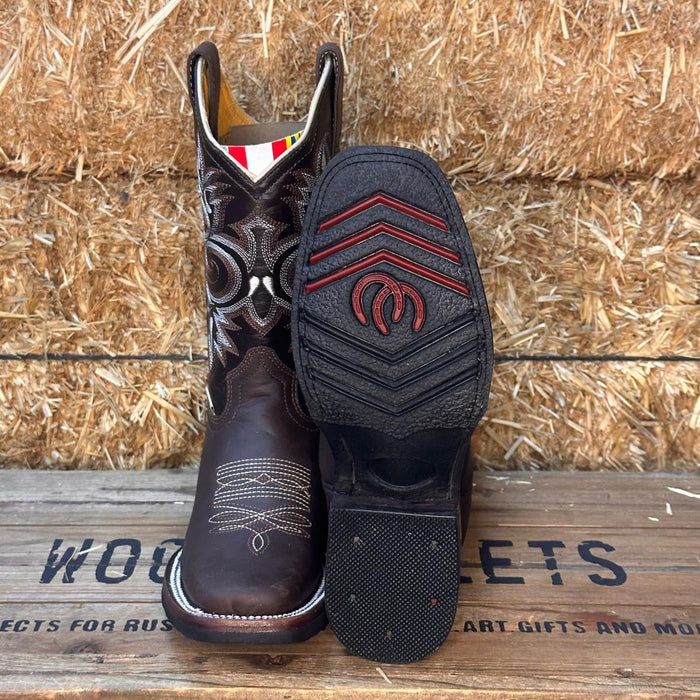 Zultana Juniors Square Toe Cowboy Boot- Chocolate